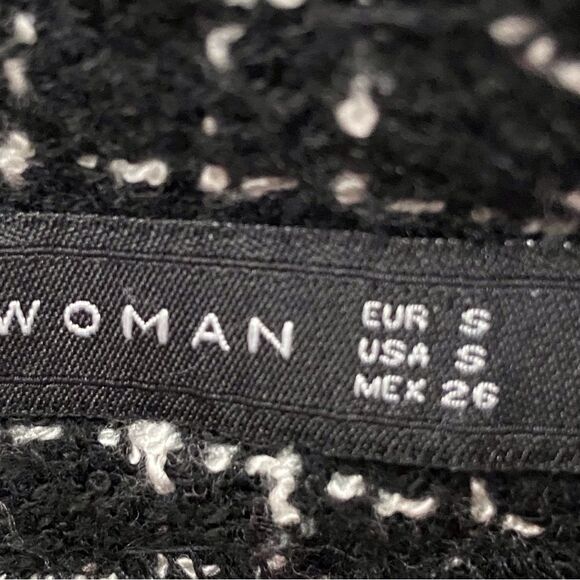 Zara Fringe Plaid Black White Top Western Chic Boho Academia Small office Siren - Picture 9 of 15